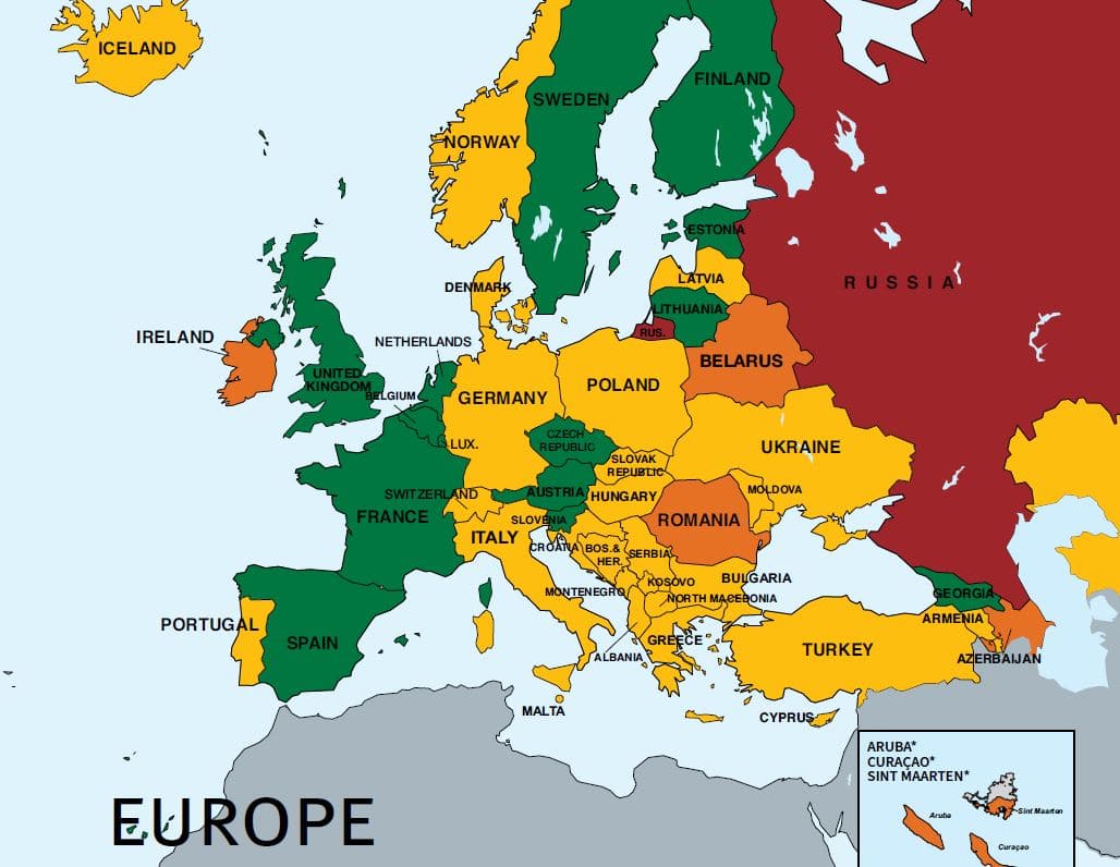 Carte de l'Europe du trafic des être humains