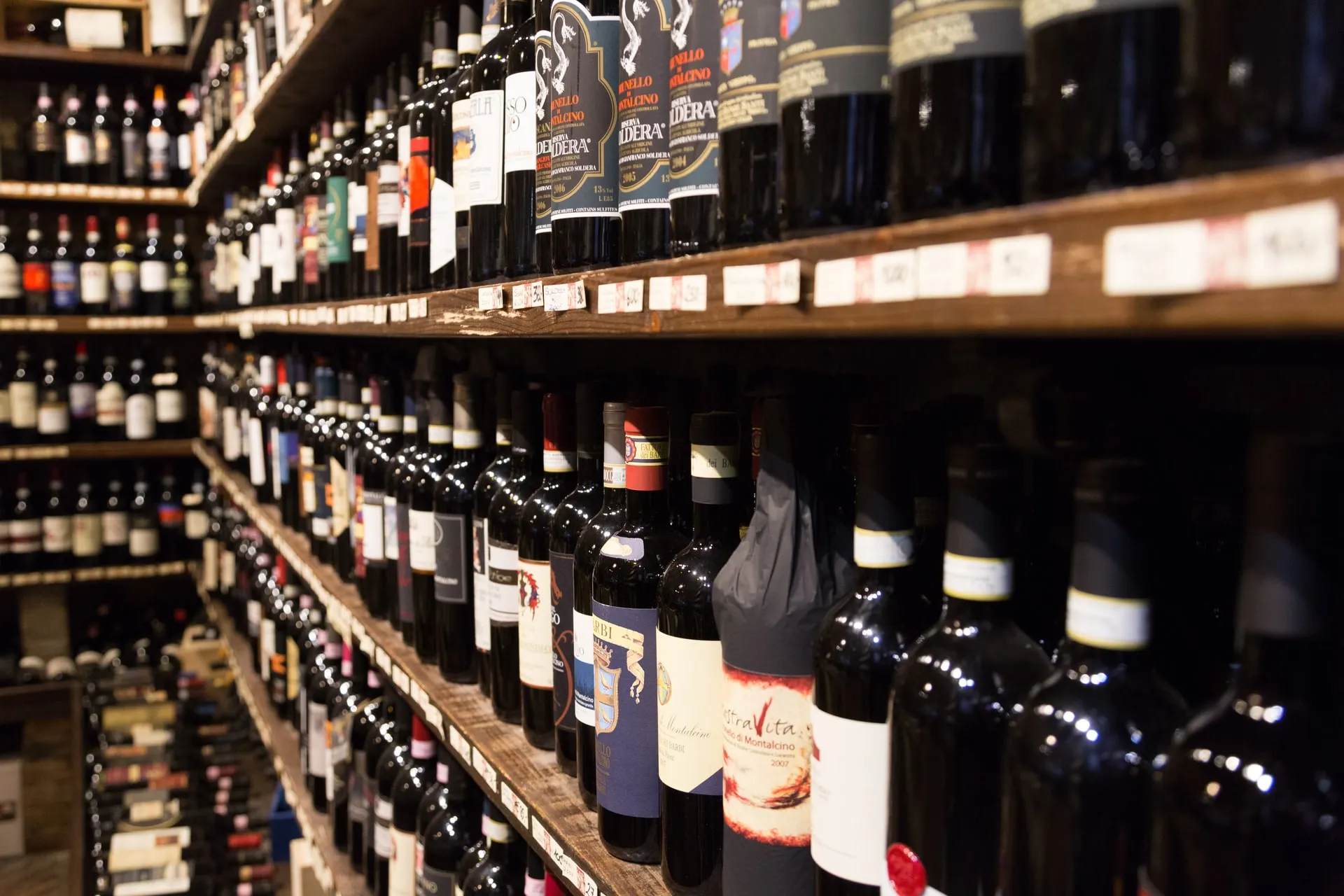 Bottles of wine in Italy