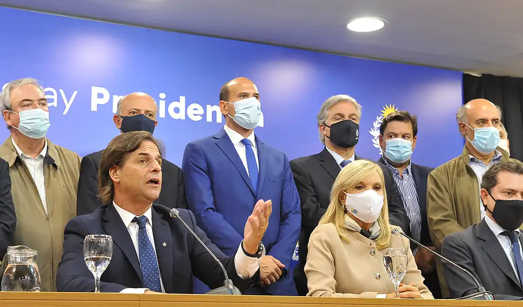 Uruguay President Luis Lacalle Pou after the results of Law of Urgent Consideration referendum
