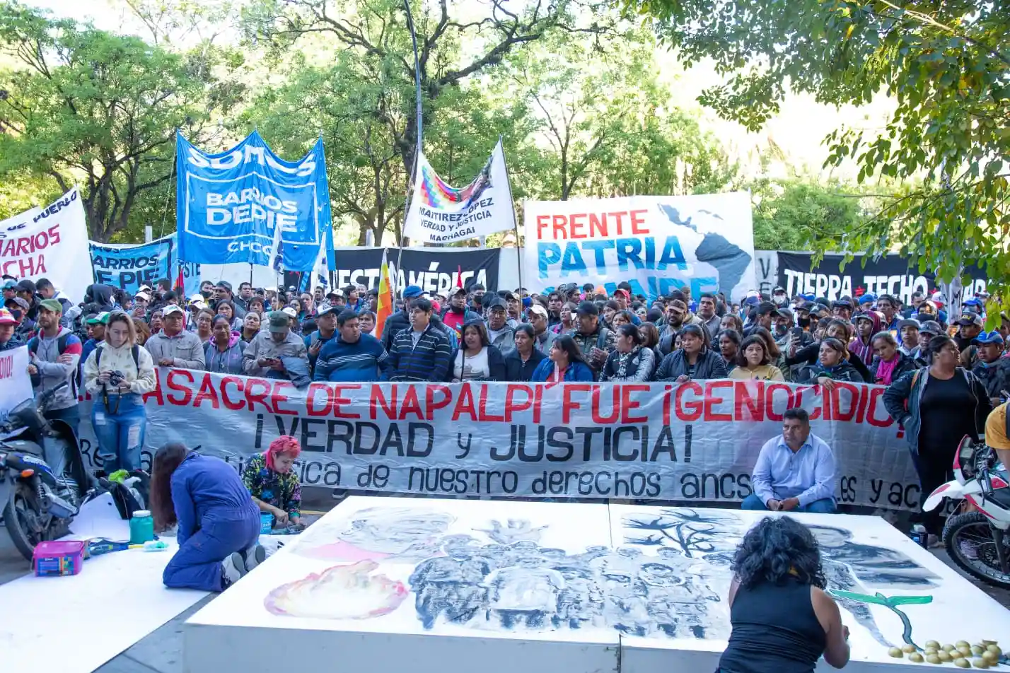 Demonstration to support the 'truth trial' about the Napalpí massacre that took place almost 100 years ago in Argentina