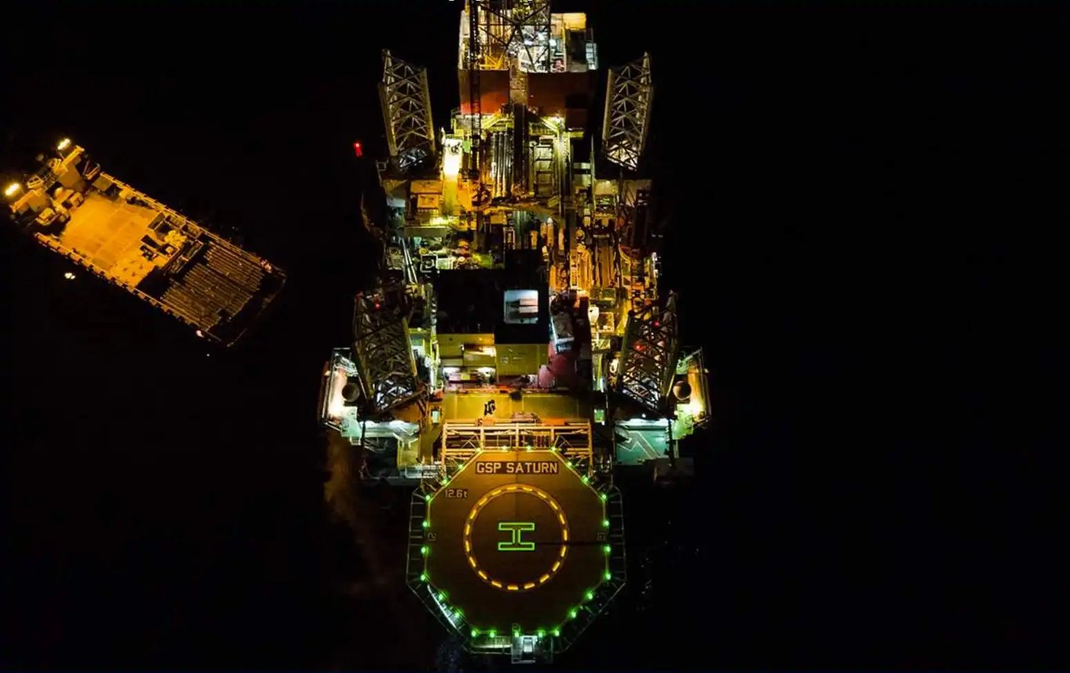 Drilling at night for gas at the Black Sea