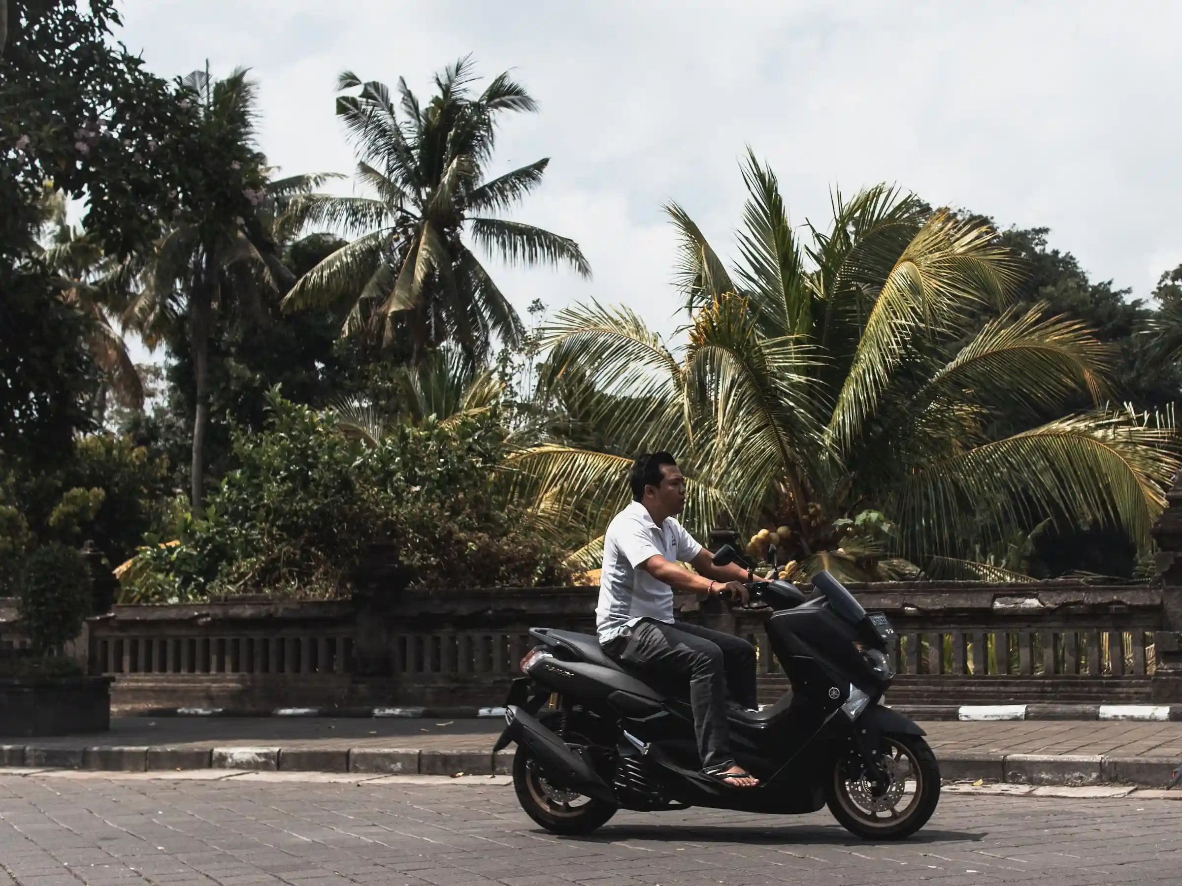 man on a motorbike in Bali
