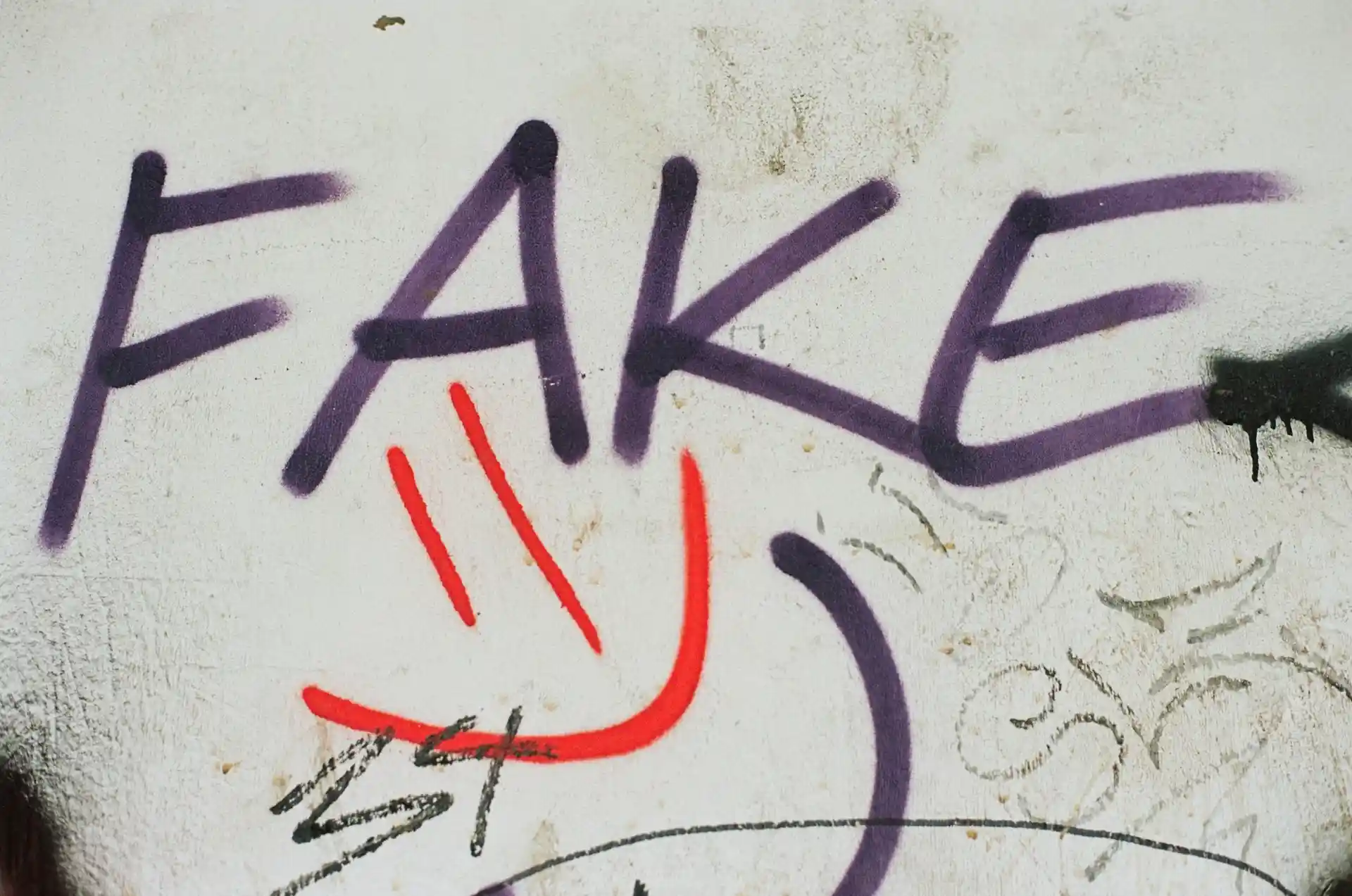 Graffiti written "fake"